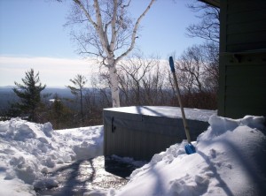 hottub covers winter scene