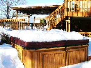 Hot tub covers winter scene - Colorado Springs